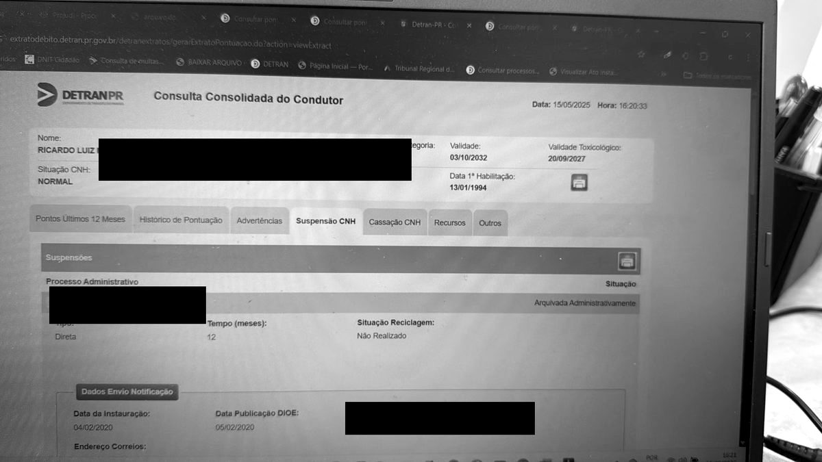 Suspensão de CNH arquivada - caso Turcatto Cascavel-PR